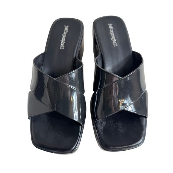 Jeffrey Campbell Bubblegum platform Jelly sandals black slides slip on Sz 9 - Picture 1 of 8